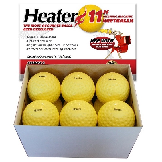 Heater 11 Inch Pitching Machine <br> Softballs (1 Dozen)